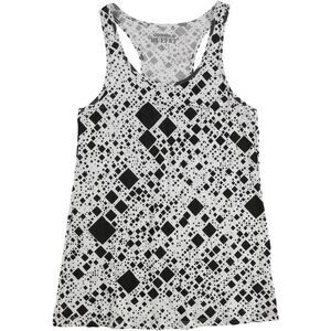 Gorilla Buffet Womens Square Pattern Racerback Tank Top, White, NWT
